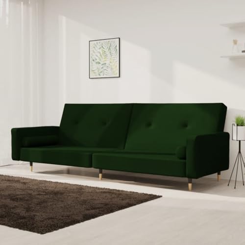 Qnhdfrt Schlafsofa 2-Sitzer Dunkelgrün Samt Ausziehbares Sofabett mit Zwei Kissen für kleine Räume Wohnzimmer und Balkon Bequeme Sitzgelegenheit und Gästebett Qnhdfrt Schlafsofa 2-Sitzer Dunkelgrün Samt Ausziehbares Sofabett mit Zwei Kissen für kleine Räume Wohnzimmer und Balkon Bequeme Sitzgelegenheit und Gästebett von Qnhdfrt