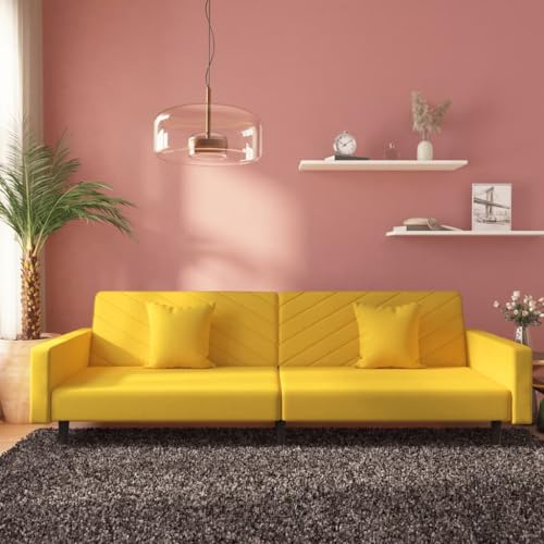 Qnhdfrt Schlafsofa 2-Sitzer Gelb Samt mit 2 Kissen, Ausziehbares Sofabett für Übernachtungsgäste, Bequeme Sitzfläche, Vielseitig für Wohnzimmer, Büro und kleine Räume Qnhdfrt Schlafsofa 2-Sitzer Gelb Samt mit 2 Kissen, Ausziehbares Sofabett für Übernachtungsgäste, Bequeme Sitzfläche, Vielseitig für Wohnzimmer, Büro und kleine Räume von Qnhdfrt