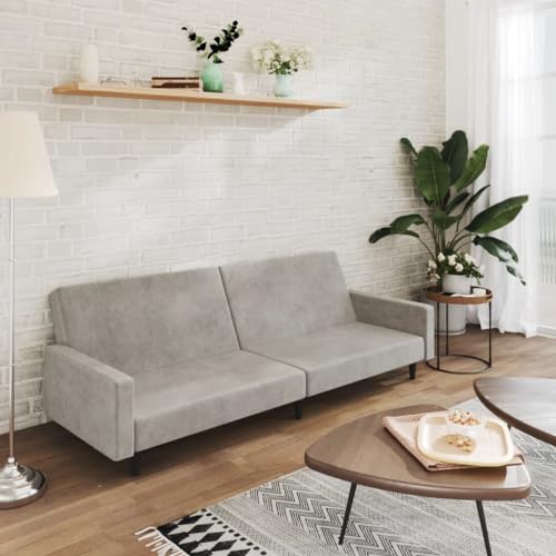 Qnhdfrt Schlafsofa 2-Sitzer Hellgrau Samt mit Bettfunktion Komfortables Gästebett für Wohnzimmer Jugendzimmer Kleine Räume Qnhdfrt Schlafsofa 2-Sitzer Hellgrau Samt mit Bettfunktion Komfortables Gästebett für Wohnzimmer Jugendzimmer Kleine Räume von Qnhdfrt