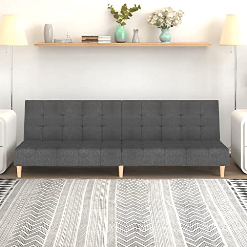 Qnhdfrt Schlafsofa 2-Sitzer Hellgrau Stoff mit Umklappfunktion zu Doppelbett für Wohnzimmer Kleine Räume Robust und Praktisch von Qnhdfrt