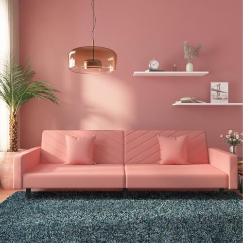 Qnhdfrt Schlafsofa 2-Sitzer Rosa Samt mit 2 Kissen, Ausziehbares Sofa Bett für Übernachtungsgäste, Bequeme Sitz- und Schlaffunktion, Robustes Design für Kleine Räume wie Wohnzimmer und Büro Qnhdfrt Schlafsofa 2-Sitzer Rosa Samt mit 2 Kissen, Ausziehbares Sofa Bett für Übernachtungsgäste, Bequeme Sitz- und Schlaffunktion, Robustes Design für Kleine Räume wie Wohnzimmer und Büro von Qnhdfrt