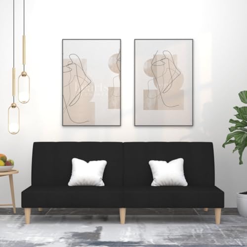 Qnhdfrt Schlafsofa 2-Sitzer Schwarz Stoff Sofa Couch mit Schlaffunktion für Wohnzimmer und kleine Räume, Ausziehbett mit robustem Holzrahmen und bequemem Polyesterbezug Qnhdfrt Schlafsofa 2-Sitzer Schwarz Stoff Sofa Couch mit Schlaffunktion für Wohnzimmer und kleine Räume, Ausziehbett mit robustem Holzrahmen und bequemem Polyesterbezug von Qnhdfrt