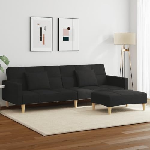 Qnhdfrt Schlafsofa 2-Sitzer Schwarz mit Fußhocker Stoff – Komfortables Gästebett und Tagescouch für kleine Räume wie Wohnzimmer oder Büro Qnhdfrt Schlafsofa 2-Sitzer Schwarz mit Fußhocker Stoff – Komfortables Gästebett und Tagescouch für kleine Räume wie Wohnzimmer oder Büro von Qnhdfrt