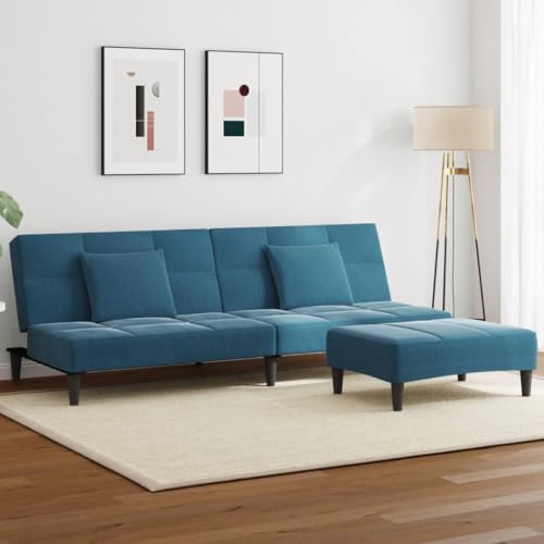Qnhdfrt Schlafsofa 2-Sitzer mit Fußhocker Blau Samt – Ausziehbares Gästebett für Wohnzimmer, kleine Räume und Balkon mit bequemem Samtbezug und robustem Holzrahmen Qnhdfrt Schlafsofa 2-Sitzer mit Fußhocker Blau Samt – Ausziehbares Gästebett für Wohnzimmer, kleine Räume und Balkon mit bequemem Samtbezug und robustem Holzrahmen von Qnhdfrt