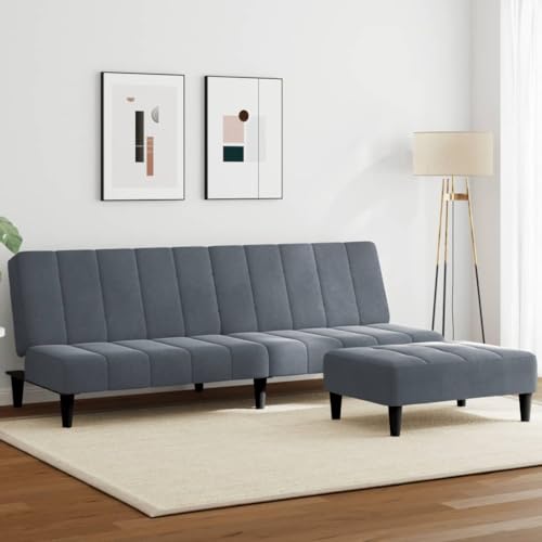 Qnhdfrt Schlafsofa 2-Sitzer mit Fußhocker Dunkelgrau Samt - Ausziehbares Gästebett für kleine Räume wie Wohnzimmer, Jugendzimmer oder Balkon Qnhdfrt Schlafsofa 2-Sitzer mit Fußhocker Dunkelgrau Samt - Ausziehbares Gästebett für kleine Räume wie Wohnzimmer, Jugendzimmer oder Balkon von Qnhdfrt