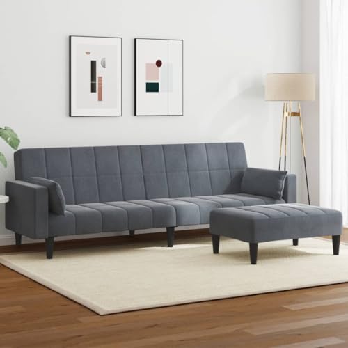Qnhdfrt Schlafsofa 2-Sitzer mit Fußhocker Dunkelgrau Samt – Komfortables Gästebett, Schnell Ausziehbar, für Wohnzimmer, Kleine Räume und Balkon Qnhdfrt Schlafsofa 2-Sitzer mit Fußhocker Dunkelgrau Samt – Komfortables Gästebett, Schnell Ausziehbar, für Wohnzimmer, Kleine Räume und Balkon von Qnhdfrt