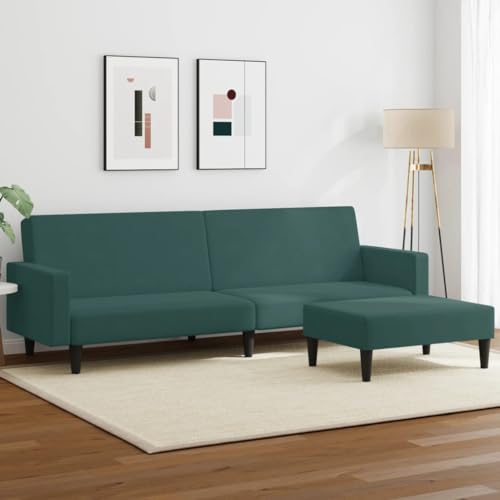 Qnhdfrt Schlafsofa 2-Sitzer mit Fußhocker Dunkelgrün Samt – Ausziehbares Gästebett für Komfortables Sitzen und Schlafen im Wohnzimmer oder Jugendzimmer Qnhdfrt Schlafsofa 2-Sitzer mit Fußhocker Dunkelgrün Samt – Ausziehbares Gästebett für Komfortables Sitzen und Schlafen im Wohnzimmer oder Jugendzimmer von Qnhdfrt