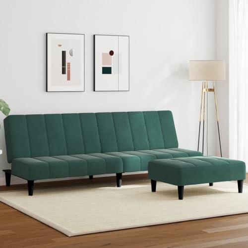 Qnhdfrt Schlafsofa 2-Sitzer mit Fußhocker Dunkelgrün Samt – Robustes Sofa-Bett für Gästeübernachtung, kompaktes Design für kleine Räume wie Wohnzimmer oder Büro Qnhdfrt Schlafsofa 2-Sitzer mit Fußhocker Dunkelgrün Samt – Robustes Sofa-Bett für Gästeübernachtung, kompaktes Design für kleine Räume wie Wohnzimmer oder Büro von Qnhdfrt