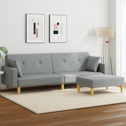Qnhdfrt Schlafsofa 2-Sitzer mit Fußhocker Hellgrau Stoff Ausziehbares Gästebett Verstellbare Rückenlehne Robust für Wohnzimmer und Kleine Räume Qnhdfrt Schlafsofa 2-Sitzer mit Fußhocker Hellgrau Stoff Ausziehbares Gästebett Verstellbare Rückenlehne Robust für Wohnzimmer und Kleine Räume von Qnhdfrt
