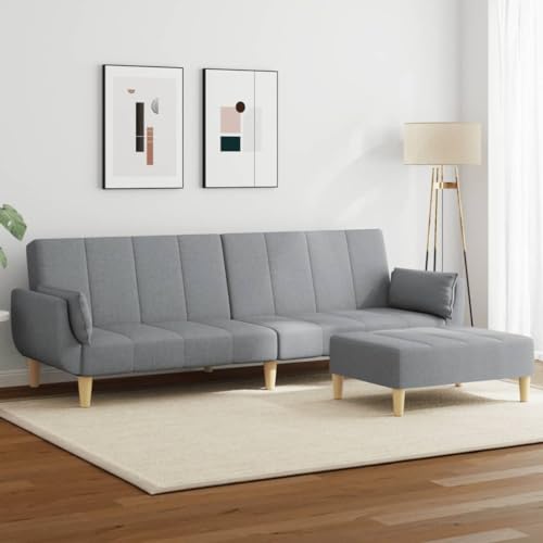 Qnhdfrt Schlafsofa 2-Sitzer mit Fußhocker Hellgrau Stoff - Ausziehbares Gästebett mit Bettfunktion für kleine Räume wie Wohnzimmer oder Jugendzimmer Qnhdfrt Schlafsofa 2-Sitzer mit Fußhocker Hellgrau Stoff - Ausziehbares Gästebett mit Bettfunktion für kleine Räume wie Wohnzimmer oder Jugendzimmer von Qnhdfrt
