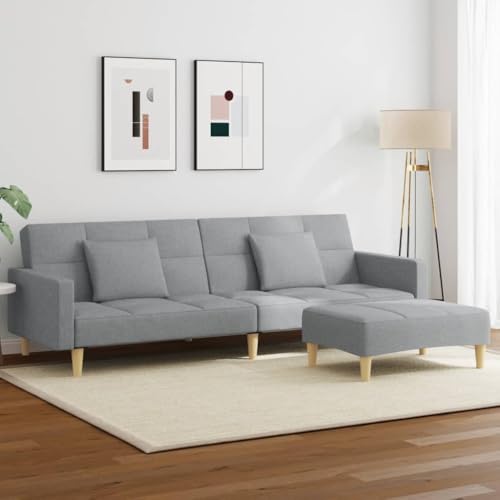 Qnhdfrt Schlafsofa 2-Sitzer mit Fußhocker Hellgrau Stoff Gästebett Ausziehbares Sofa für kleine Räume Qnhdfrt Schlafsofa 2-Sitzer mit Fußhocker Hellgrau Stoff Gästebett Ausziehbares Sofa für kleine Räume von Qnhdfrt