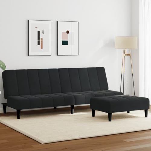 Qnhdfrt Schlafsofa 2-Sitzer mit Fußhocker Schwarz Samt, Ausziehbares Sofa Bett für kleine Räume wie Wohnzimmer oder Büro, mit robustem Holzrahmen und komfortablem Sitz Qnhdfrt Schlafsofa 2-Sitzer mit Fußhocker Schwarz Samt, Ausziehbares Sofa Bett für kleine Räume wie Wohnzimmer oder Büro, mit robustem Holzrahmen und komfortablem Sitz von Qnhdfrt