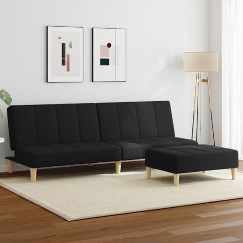 Qnhdfrt Schlafsofa 2-Sitzer mit Fußhocker Schwarz Stoff Sofabett Gästebett für Wohnzimmer Kleines Apartment Qnhdfrt Schlafsofa 2-Sitzer mit Fußhocker Schwarz Stoff Sofabett Gästebett für Wohnzimmer Kleines Apartment von Qnhdfrt