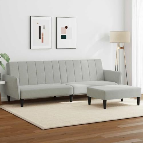 Qnhdfrt Schlafsofa 2-Sitzer mit Fußhocker in Hellgrau Samtstoff Ausziehbares Gästebett mit Verstellbarer Rückenlehne für Wohnzimmer Qnhdfrt Schlafsofa 2-Sitzer mit Fußhocker in Hellgrau Samtstoff Ausziehbares Gästebett mit Verstellbarer Rückenlehne für Wohnzimmer von Qnhdfrt