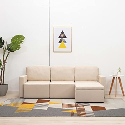 Qnhdfrt Schlafsofa 3-Sitzer Creme 216x149x72 cm Modulares Schlafcouch aus Stoff Modernes Design Multifunktional Bequem für Wohnzimmer Schlafzimmer Jugendzimmer und Balkon von Qnhdfrt