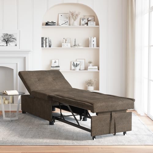 Qnhdfrt Schlafsofa 3 in 1 Ausziehbares Sofa Bett Armeegrün Faux Wildleder Kleine Couch mit Verstellbarer Rückenlehne und Rollen für Wohnzimmer Gästezimmer Qnhdfrt Schlafsofa 3 in 1 Ausziehbares Sofa Bett Armeegrün Faux Wildleder Kleine Couch mit Verstellbarer Rückenlehne und Rollen für Wohnzimmer Gästezimmer von Qnhdfrt