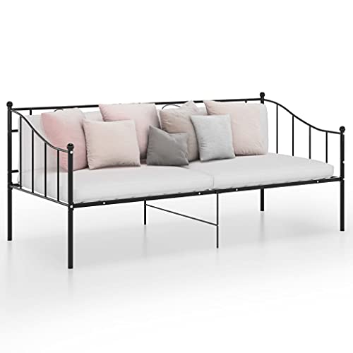 Qnhdfrt Schlafsofa Bettgestell Schwarz aus pulverbeschichtetem Metall 90x200 cm Daybed mit Seitengeländer Robustes Gästebett für Wohnzimmer und Gästezimmer Qnhdfrt Schlafsofa Bettgestell Schwarz aus pulverbeschichtetem Metall 90x200 cm Daybed mit Seitengeländer Robustes Gästebett für Wohnzimmer und Gästezimmer von Qnhdfrt
