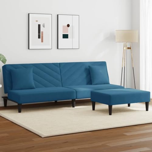 Qnhdfrt Schlafsofa Blau Samt 2-TLG. Garnitur mit Ausziehbarer Bettfunktion Kissen und Fußhocker für Kleine Räume Wohnzimmer Balkon Jugendzimmer Kompaktes Design Qnhdfrt Schlafsofa Blau Samt 2-TLG. Garnitur mit Ausziehbarer Bettfunktion Kissen und Fußhocker für Kleine Räume Wohnzimmer Balkon Jugendzimmer Kompaktes Design von Qnhdfrt