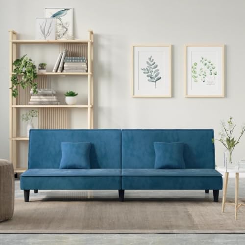 Qnhdfrt Schlafsofa Blau Samt Sofabett mit Verstellbarer Rückenlehne ausziehbar 200 x 100 cm kleines Schlafsofa für Wohnzimmer Jugendzimmer Gästezimmer Qnhdfrt Schlafsofa Blau Samt Sofabett mit Verstellbarer Rückenlehne ausziehbar 200 x 100 cm kleines Schlafsofa für Wohnzimmer Jugendzimmer Gästezimmer von Qnhdfrt