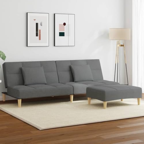 Qnhdfrt Schlafsofa Couch 2-Sitzer mit Fußhocker Dunkelgrau Stoff - Ausziehbares Gästebett, Platzsparend für Kleine Räume wie Wohnzimmer oder Balkon Qnhdfrt Schlafsofa Couch 2-Sitzer mit Fußhocker Dunkelgrau Stoff - Ausziehbares Gästebett, Platzsparend für Kleine Räume wie Wohnzimmer oder Balkon von Qnhdfrt