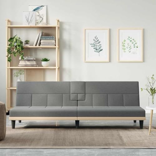 Qnhdfrt Schlafsofa Couch Dunkelgrau Stoff 200 cm Breite mit Getränkehaltern USB-Anschluss und Verstellbarer Rückenlehne klappbarer Teetisch für Wohnzimmer Gästezimmer Qnhdfrt Schlafsofa Couch Dunkelgrau Stoff 200 cm Breite mit Getränkehaltern USB-Anschluss und Verstellbarer Rückenlehne klappbarer Teetisch für Wohnzimmer Gästezimmer von Qnhdfrt
