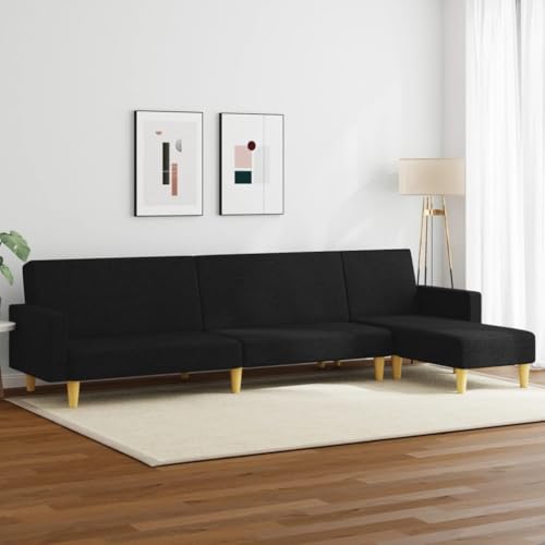 Qnhdfrt Schlafsofa Couch Garnitur Schwarz Stoff 2-in-1 Ausziehbares Sofabett mit Chaiselongue Kleine Sitzecke für Wohnzimmer und Balkon Qnhdfrt Schlafsofa Couch Garnitur Schwarz Stoff 2-in-1 Ausziehbares Sofabett mit Chaiselongue Kleine Sitzecke für Wohnzimmer und Balkon von Qnhdfrt