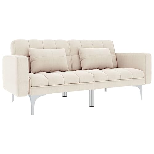 Qnhdfrt Schlafsofa Creme Stoff Kleines Sofabett mit 3 Verstellpositionen und Metallbeinen, Platzsparendes Schlafcouch für Wohnzimmer inklusive 2 Kissen Qnhdfrt Schlafsofa Creme Stoff Kleines Sofabett mit 3 Verstellpositionen und Metallbeinen, Platzsparendes Schlafcouch für Wohnzimmer inklusive 2 Kissen von Qnhdfrt