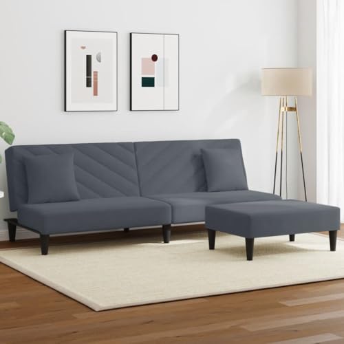 Qnhdfrt Schlafsofa Dunkelgrau Samt Ausziehbares 2-Sitzer Sofa mit Fußhocker und Kissen Kompakt für Wohnzimmer Balkon Qnhdfrt Schlafsofa Dunkelgrau Samt Ausziehbares 2-Sitzer Sofa mit Fußhocker und Kissen Kompakt für Wohnzimmer Balkon von Qnhdfrt
