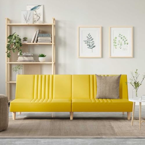 Qnhdfrt Schlafsofa Hellgelb Stoff 200 cm Breite Ausziehbares Sofa mit Verstellbarer Rückenlehne Bequeme Sitzgelegenheit und Gästebett für Wohnzimmer Qnhdfrt Schlafsofa Hellgelb Stoff 200 cm Breite Ausziehbares Sofa mit Verstellbarer Rückenlehne Bequeme Sitzgelegenheit und Gästebett für Wohnzimmer von Qnhdfrt