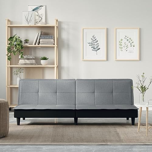 Qnhdfrt Schlafsofa Hellgrau Stoff Ausziehbares Gästebett 200 cm Breite mit Verstellbarer Rückenlehne Bequeme Couch für Wohnzimmer Qnhdfrt Schlafsofa Hellgrau Stoff Ausziehbares Gästebett 200 cm Breite mit Verstellbarer Rückenlehne Bequeme Couch für Wohnzimmer von Qnhdfrt