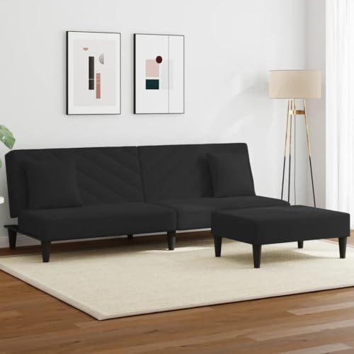 Qnhdfrt Schlafsofa Schwarz Samt 2-TLG. Sofagarnitur mit Kissen und Fußhocker – Ausziehbar zu Doppelbett, Kompakt für Wohnzimmer, Jugendzimmer oder Balkon Qnhdfrt Schlafsofa Schwarz Samt 2-TLG. Sofagarnitur mit Kissen und Fußhocker – Ausziehbar zu Doppelbett, Kompakt für Wohnzimmer, Jugendzimmer oder Balkon von Qnhdfrt
