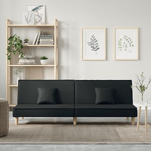 Qnhdfrt Schlafsofa Schwarz Stoff 200 cm mit Verstellbarer Rückenlehne und Kissen – Flexibles Möbel für Gästeübernachtung und täglichen Sitzkomfort in Wohnbereichen wie Wohnzimmer Qnhdfrt Schlafsofa Schwarz Stoff 200 cm mit Verstellbarer Rückenlehne und Kissen – Flexibles Möbel für Gästeübernachtung und täglichen Sitzkomfort in Wohnbereichen wie Wohnzimmer von Qnhdfrt