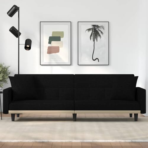 Qnhdfrt Schlafsofa Schwarz Stoff mit Verstellbarer Rückenlehne und Kissen Robust Langlebig 220 cm Breit für Gästeübernachtung Wohnzimmer Balkon Kleine Räume Qnhdfrt Schlafsofa Schwarz Stoff mit Verstellbarer Rückenlehne und Kissen Robust Langlebig 220 cm Breit für Gästeübernachtung Wohnzimmer Balkon Kleine Räume von Qnhdfrt