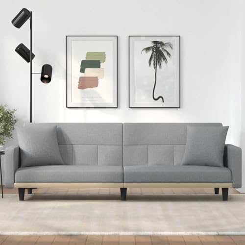 Qnhdfrt Schlafsofa Stoff Hellgrau 220cm mit Verstellbarer Rückenlehne und 2 Kissen für Wohnzimmer Gästezimmer Qnhdfrt Schlafsofa Stoff Hellgrau 220cm mit Verstellbarer Rückenlehne und 2 Kissen für Wohnzimmer Gästezimmer von Qnhdfrt