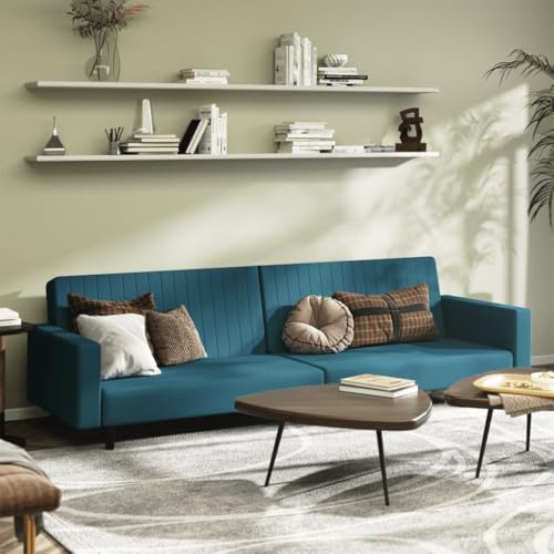 Qnhdfrt Schlafsofa Zweisitzer Blauer Samt Sofa Couch mit Schlaffunktion für kleine Räume, 2-in-1 Design von Sofa zu Bett Qnhdfrt Schlafsofa Zweisitzer Blauer Samt Sofa Couch mit Schlaffunktion für kleine Räume, 2-in-1 Design von Sofa zu Bett von Qnhdfrt