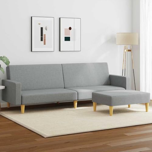 Qnhdfrt Schlafsofa Zweisitzer Hellgrau Stoff mit Fußhocker – Ausziehbares Gästebett, Robustes Design für Wohnzimmer und Kleine Räume Qnhdfrt Schlafsofa Zweisitzer Hellgrau Stoff mit Fußhocker – Ausziehbares Gästebett, Robustes Design für Wohnzimmer und Kleine Räume von Qnhdfrt