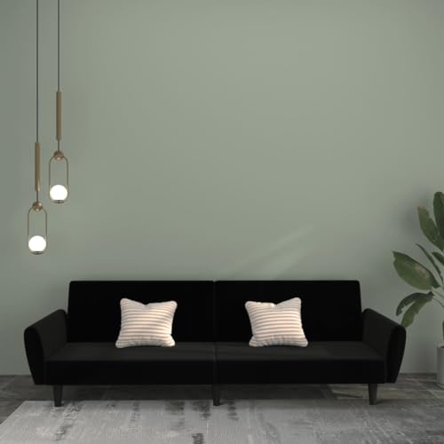 Qnhdfrt Schlafsofa Zweisitzer Schwarz Samt mit Ausziehbarer Schlaffunktion und Holzrahmen für Wohnzimmer Kleine Räume und Gästezimmer Qnhdfrt Schlafsofa Zweisitzer Schwarz Samt mit Ausziehbarer Schlaffunktion und Holzrahmen für Wohnzimmer Kleine Räume und Gästezimmer von Qnhdfrt