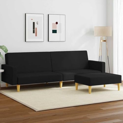 Qnhdfrt Schlafsofa Zweisitzer mit Fußhocker Schwarz Stoff Ausziehbares Gästebett für Wohnzimmer und Gästezimmer Qnhdfrt Schlafsofa Zweisitzer mit Fußhocker Schwarz Stoff Ausziehbares Gästebett für Wohnzimmer und Gästezimmer von Qnhdfrt