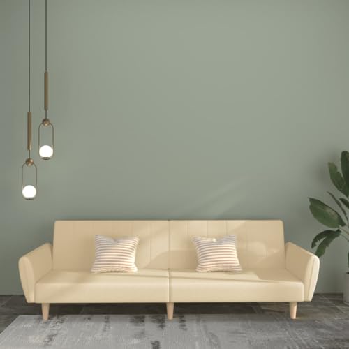 Qnhdfrt Schlafsofa Zweiteiler Creme Stoff Sofa Couch mit Schlaffunktion Kleines Sofa für Wohnzimmer Gästebett Qnhdfrt Schlafsofa Zweiteiler Creme Stoff Sofa Couch mit Schlaffunktion Kleines Sofa für Wohnzimmer Gästebett von Qnhdfrt