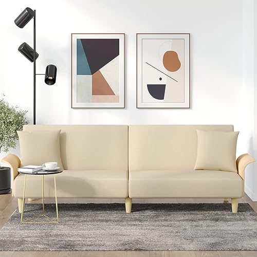Qnhdfrt Schlafsofa mit Armlehnen Creme Stoff Ausziehbares Bettsofa 224 cm Breit für Wohnzimmer Gästebett Dicke Polsterung und Atmungsaktiver Bezug Qnhdfrt Schlafsofa mit Armlehnen Creme Stoff Ausziehbares Bettsofa 224 cm Breit für Wohnzimmer Gästebett Dicke Polsterung und Atmungsaktiver Bezug von Qnhdfrt