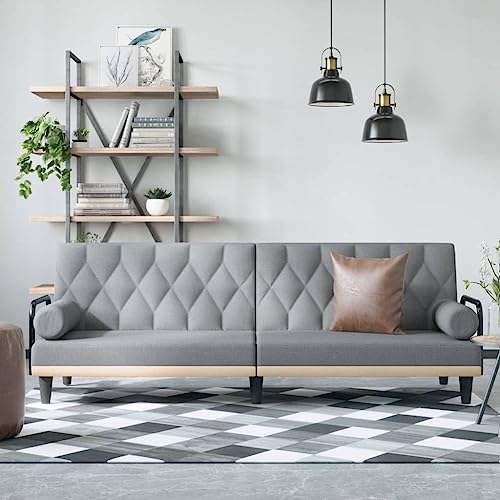 Qnhdfrt Schlafsofa mit Armlehnen Hellgrau Stoff Ausziehbares Gästebett und Bequeme Couch für Wohnzimmer und Kleine Räume Qnhdfrt Schlafsofa mit Armlehnen Hellgrau Stoff Ausziehbares Gästebett und Bequeme Couch für Wohnzimmer und Kleine Räume von Qnhdfrt
