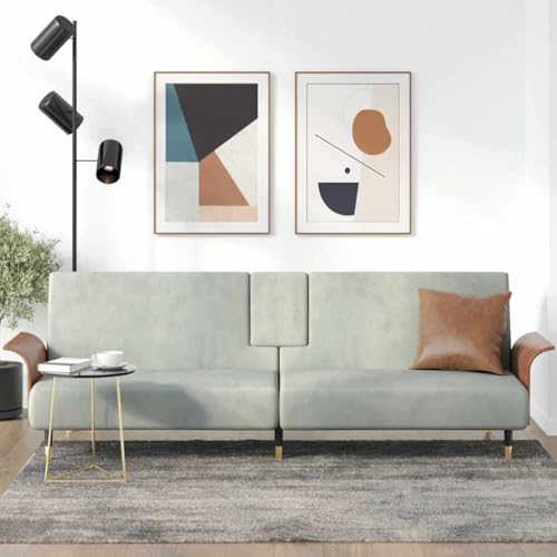 Qnhdfrt Schlafsofa mit Getränkehaltern und USB-Anschluss Hellgrau Samt Kompakt für Gästeübernachtung und Tagesnutzung Qnhdfrt Schlafsofa mit Getränkehaltern und USB-Anschluss Hellgrau Samt Kompakt für Gästeübernachtung und Tagesnutzung von Qnhdfrt