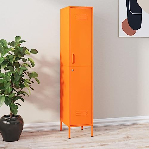 Qnhdfrt Schließfachschrank aus Stahl Orange 35x46x180 cm Modernes Design mit 4 Einlegeböden Schloss und verstellbaren Füßen für Aufbewahrung in Büro Haushalt oder Werkstatt Qnhdfrt Schließfachschrank aus Stahl Orange 35x46x180 cm Modernes Design mit 4 Einlegeböden Schloss und verstellbaren Füßen für Aufbewahrung in Büro Haushalt oder Werkstatt von Qnhdfrt