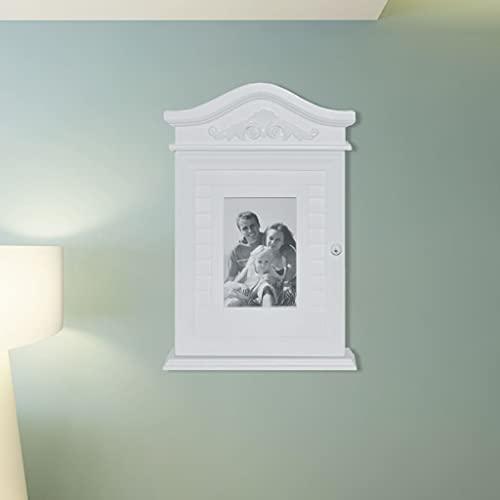 Qnhdfrt Schlüsselkasten mit Fotorahmen Weiß Wandorganizer Aufbewahrung für Schlüssel MDF und Kiefernholz 22,5 x 6,5 x 34,5 cm mit 6 Haken Qnhdfrt Schlüsselkasten mit Fotorahmen Weiß Wandorganizer Aufbewahrung für Schlüssel MDF und Kiefernholz 22,5 x 6,5 x 34,5 cm mit 6 Haken von Qnhdfrt