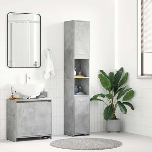 Qnhdfrt Schmaler Badezimmerschrank Hochschrank Betongrau 30x30x183,5 cm Holzwerkstoff mit 6 Fächern und 2 Türen – Platzsparendes Badmöbel für kleine Badezimmer Qnhdfrt Schmaler Badezimmerschrank Hochschrank Betongrau 30x30x183,5 cm Holzwerkstoff mit 6 Fächern und 2 Türen – Platzsparendes Badmöbel für kleine Badezimmer von Qnhdfrt