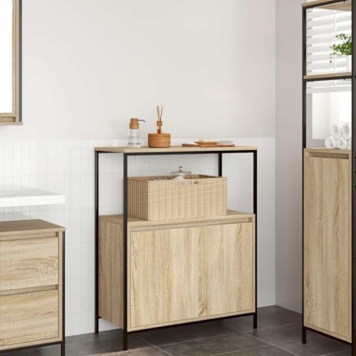 Qnhdfrt Schmaler Badezimmerschrank Hochschrank Sonoma-Eiche mit 3 Regalen 76,5x35x95 cm Robust für Bad Wohnzimmer Büro von Qnhdfrt