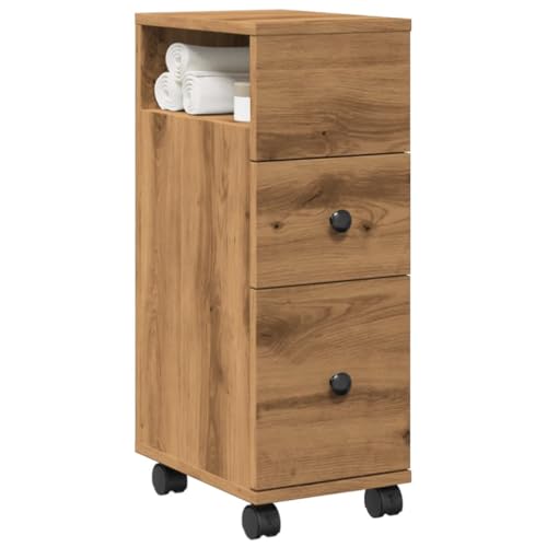Qnhdfrt Schmaler Badezimmerschrank mit 4 Rollen Artisan-Eiche Holzwerkstoff Aufbewahrungsschrank 23x33x65cm Praktischer Mobelschrank für Küche Wohnzimmer und Bad mit Schubladen Qnhdfrt Schmaler Badezimmerschrank mit 4 Rollen Artisan-Eiche Holzwerkstoff Aufbewahrungsschrank 23x33x65cm Praktischer Mobelschrank für Küche Wohnzimmer und Bad mit Schubladen von Qnhdfrt