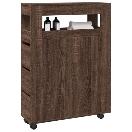 Qnhdfrt Schmaler Badezimmerschrank mit Rollen Eichen-Optik Holzwerkstoff Aufbewahrungsschrank für Küche Wohnzimmer Organizer 65x23x90 cm Qnhdfrt Schmaler Badezimmerschrank mit Rollen Eichen-Optik Holzwerkstoff Aufbewahrungsschrank für Küche Wohnzimmer Organizer 65x23x90 cm von Qnhdfrt