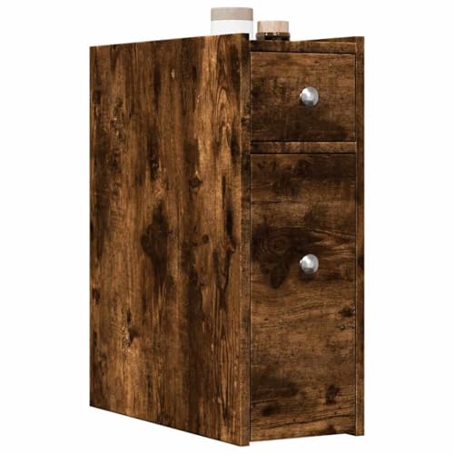 Qnhdfrt Schmaler Badezimmerschrank mit Rollen in Räuchereiche Holzwerkstoff 21.5x50x60cm Robust Langlebig Aufbewahrungsschrank für Badezimmer Küche Wohnzimmer Qnhdfrt Schmaler Badezimmerschrank mit Rollen in Räuchereiche Holzwerkstoff 21.5x50x60cm Robust Langlebig Aufbewahrungsschrank für Badezimmer Küche Wohnzimmer von Qnhdfrt