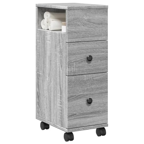 Qnhdfrt Schmaler Badschrank mit 4 Rollen Grau Sonoma aus Holzwerkstoff 23x33x65cm Praktischer Aufbewahrungsschrank für Badezimmer Küche Wohnzimmer mit 2 Schubladen Qnhdfrt Schmaler Badschrank mit 4 Rollen Grau Sonoma aus Holzwerkstoff 23x33x65cm Praktischer Aufbewahrungsschrank für Badezimmer Küche Wohnzimmer mit 2 Schubladen von Qnhdfrt